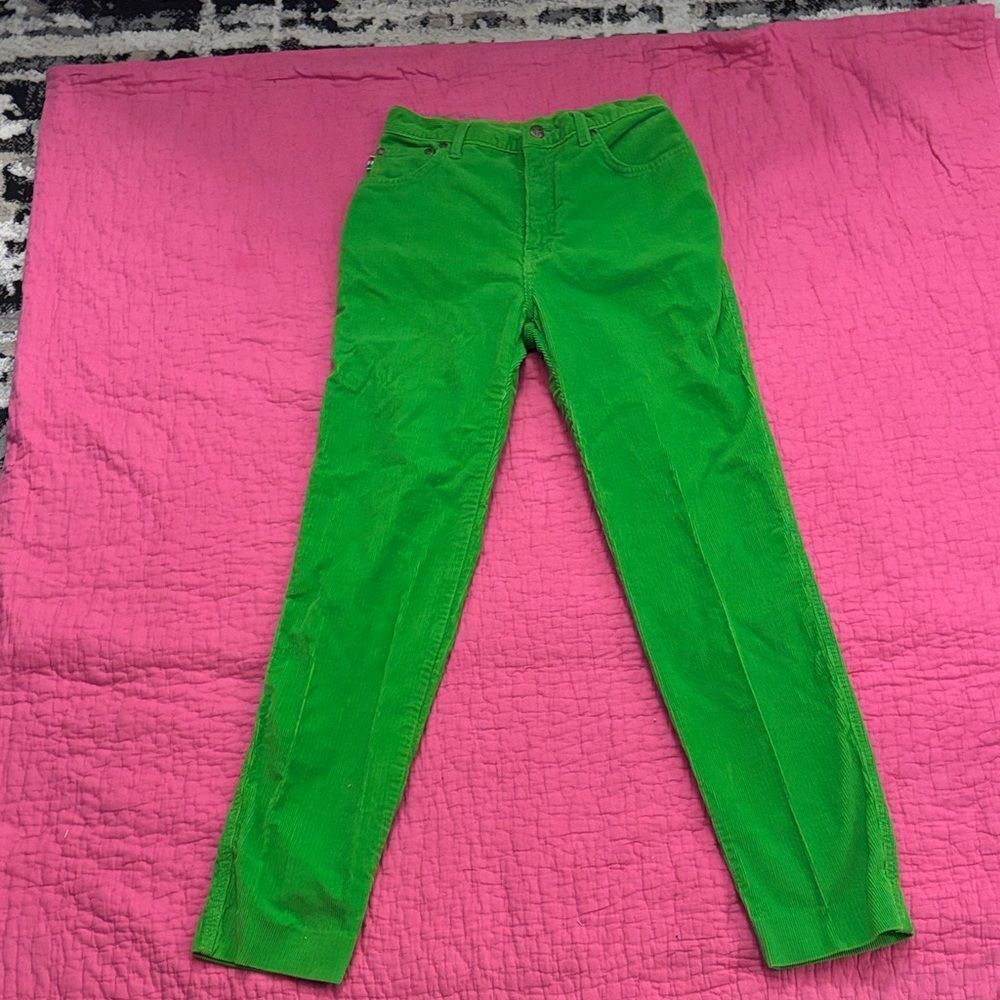 Moschino Bright Green Corduroy velvet pants,  size 25